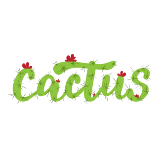 Playful Hand Lettering Cactus Text Sticker