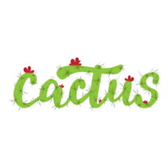Playful Hand Lettering Cactus Text Sticker