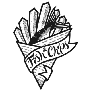 Playful Illustration of Fish and Chips Food Sticker