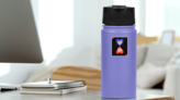 Playing Card Abstract Queen Of Hearts Sticker on a Water Bottle (New) example