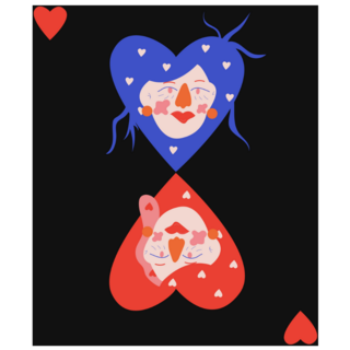 Playing Card Abstract Queen Of Hearts Sticker