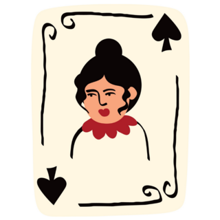 Playing Card With Queen Of Spades Sticker