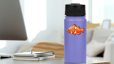 Pleasant Clownfish Sticker on a Water Bottle (New) example