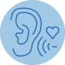 Pleasant Sound Blue Ear Sketch Icon Sticker