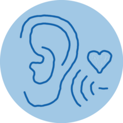 Pleasant Sound Blue Ear Sketch Icon Sticker