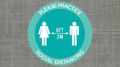 Please Practice Social Distancing Circle Floor Sticker
