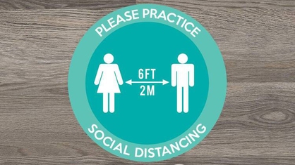 Please Practice Social Distancing Circle Floor Sticker
