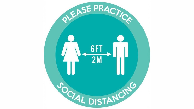 Please Practice Social Distancing Circle Floor Sticker