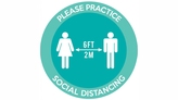 Please Practice Social Distancing Circle Floor Sticker