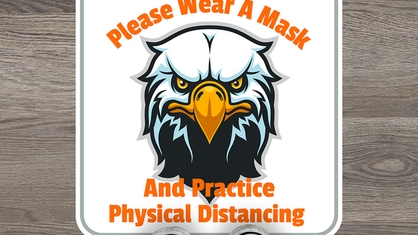 Please Wear a Mask Mascot Square High School Floor Sticker