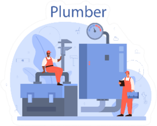 Plumber Lettering Above Conceptual Illustration Sticker