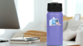 Plumber Man Fix Kitchen Or Bathroom Pipe Leak Cartoon Sticker on a Water Bottle (New) example