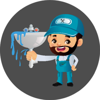 Plumber Posing With Sink Hes Fixing Cartoon Sticker