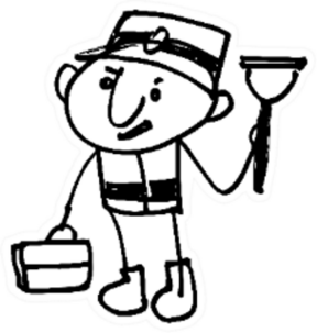 Plumber With A Plunger And A Box Of Tools Hand-drawn Sticker