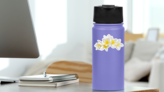Plumeria (frangipani) Group Sticker on a Water Bottle (New) example