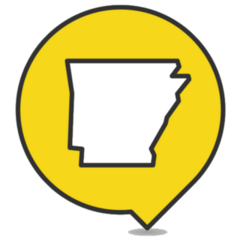 Pointer With Map Of Arkansas Yellow Sticker