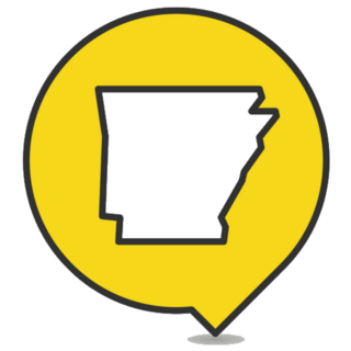 Pointer With Map Of Arkansas Yellow Sticker