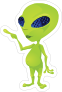 Pointing Green Alien Sticker