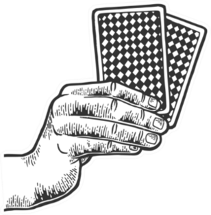 Poker Playing Cards In Hands Sketch Sticker