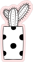 Pokey Cactus in Polka Dotted Pot Sticker