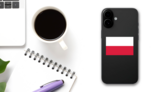 Poland Country Flag Sticker on a Phone (New) example
