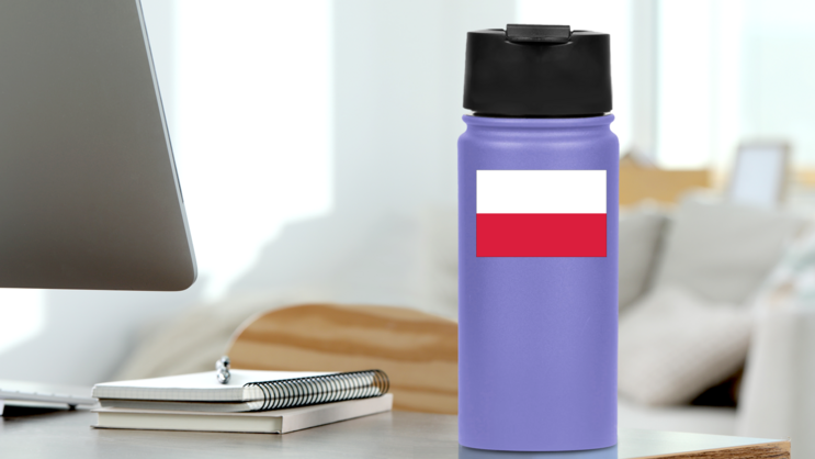 Poland Country Flag Sticker on a Water Bottle (New) example