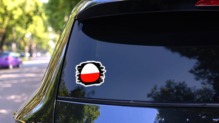 Poland Flag On Brush Strokes Sticker on a Rear Car Window (New) example