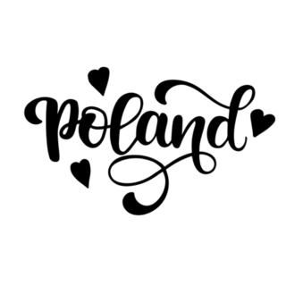 Poland Hand Lettering Hearts Sticker
