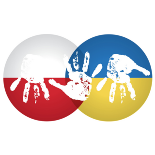 Poland Helps Ukraine In Solidarity Hand Print Sticker