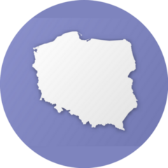 Poland Map On Purple Sticker