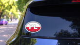Poland Pl Flag Oval Sticker on a Rear Car Window (New) example