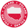 Poland Round Stamp In Red Sticker