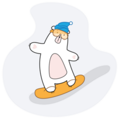 Polar Bear Flies Down The Mountain On Snowboard Sticker