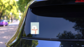 Polar Bear In Scarf Sticker on a Rear Car Window (New) example