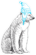 Polar Bear In Winter Hat Sticker
