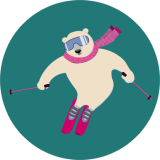 Polar Bear On An Alpine Ski Slope Sticker