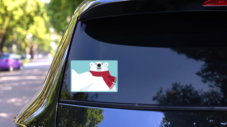 Polar Bear Selfie Sticker on a Rear Car Window (New) example
