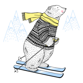 Polar Bear Skier In Sweater & Scarf Sticker