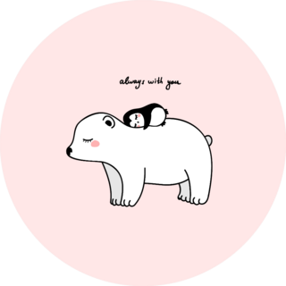 Polar Bear With Little Penguin Always With You Illustration Sticker