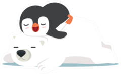Polar Bear With Little Penguin Sleep Doodle Sticker