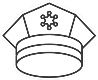 Police Cap Line Art Sticker