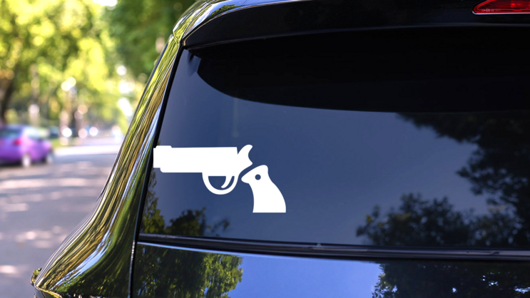 Police Gun Sticker on a Rear Car Window (New) example
