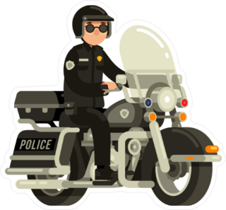 Police Officer Riding Motorcycle Sticker