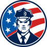 Police Officer With USA Flag Circle Sticker