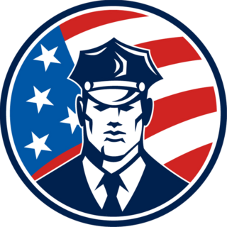 Police Officer With USA Flag Circle Sticker