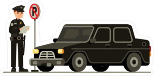 Police Officer Writing a Parking Ticket Sticker