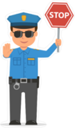 Policeman Holding A Stop Sign Sticker