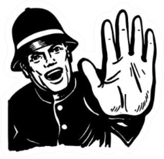 Policeman Yelling Stop Retro Legal Sticker