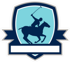 Polo Player Riding Horse Shield Crest Sticker