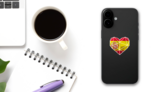 Polygon Heart Of Spains National Flag Sticker on a Phone (New) example